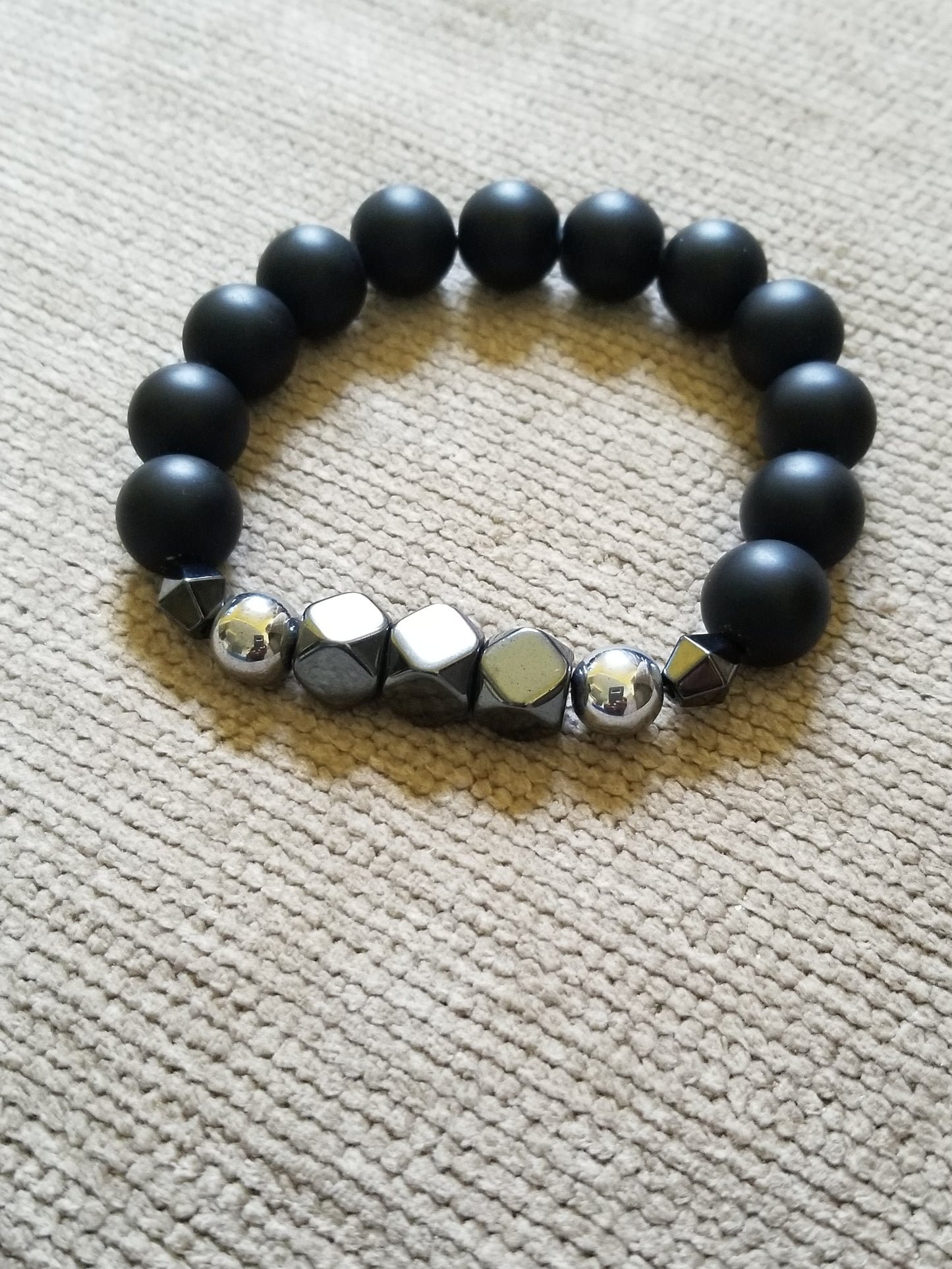 Matte Onyx and Hematite Men's Bracelet