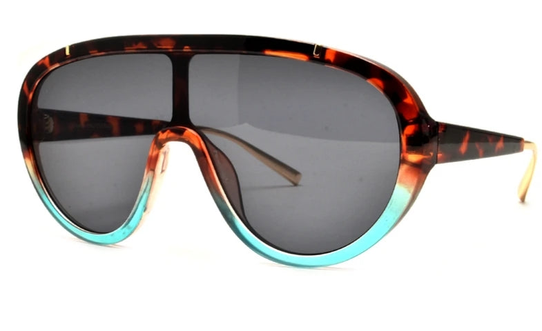 'Taylor' Brown/Teal Oversized Retro Aviators