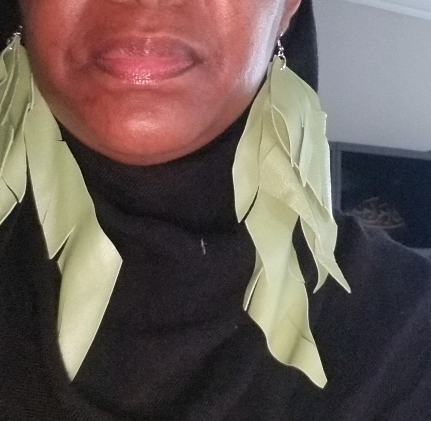 Leather Earrings Neon Green