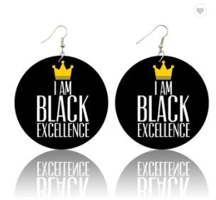 I Am Black Excellence Wooden Earrings