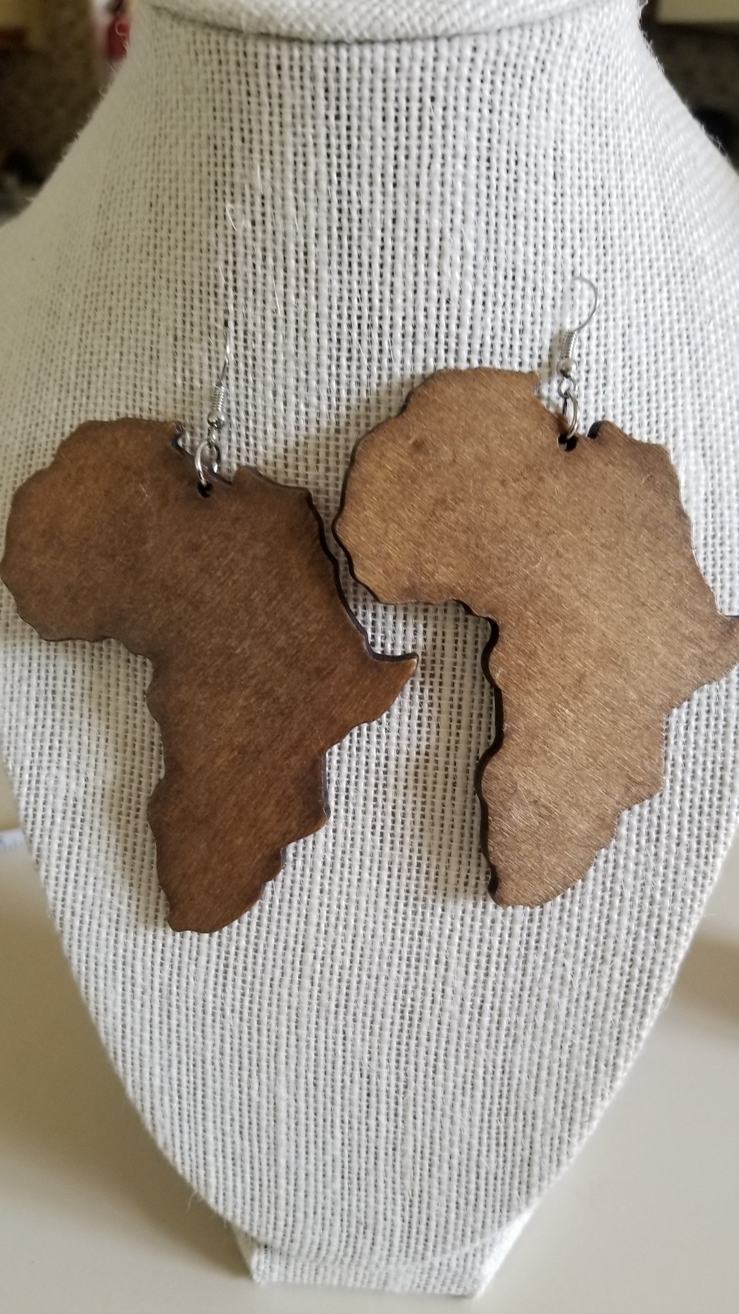 African Continent Wooden Earrings - Brown