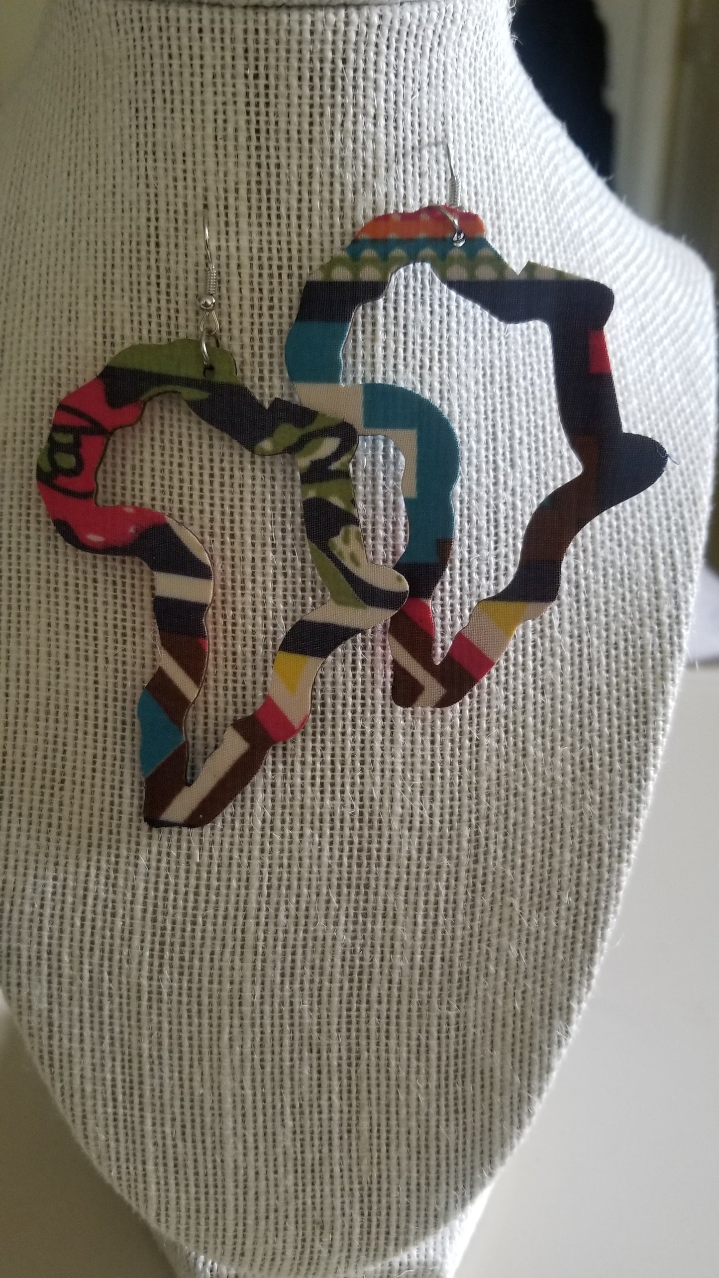 African Continent Outline Wooden Earrings