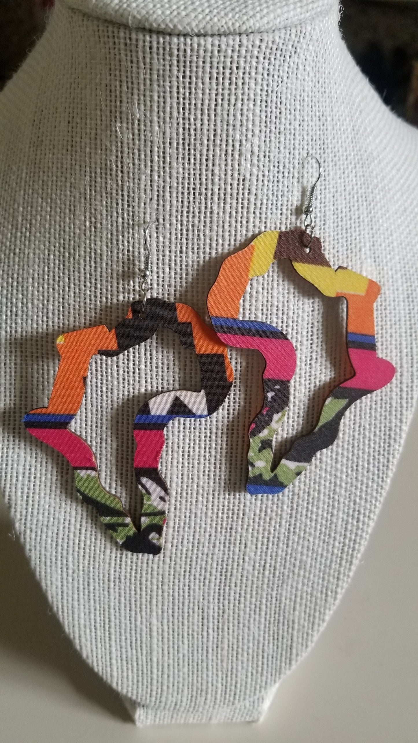 African Continent Outline Wooden Earrings