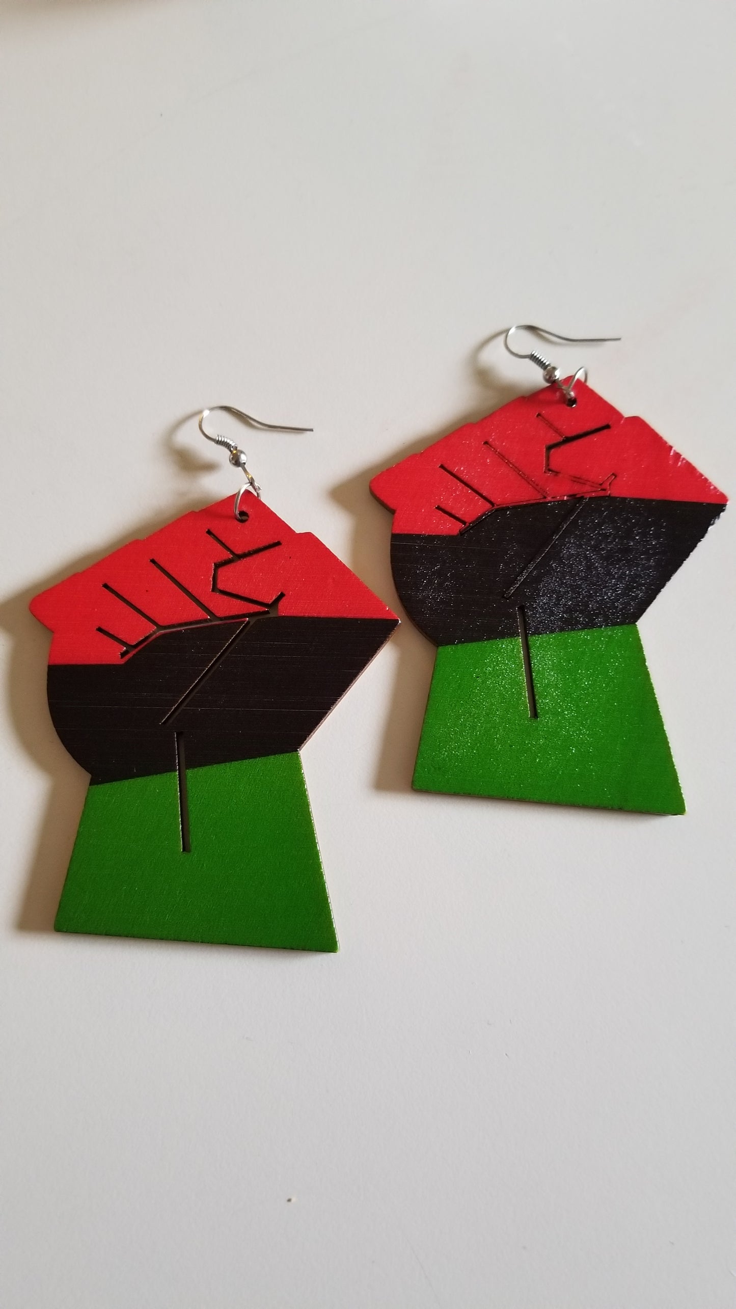Fist Of Power Wooden Earrings