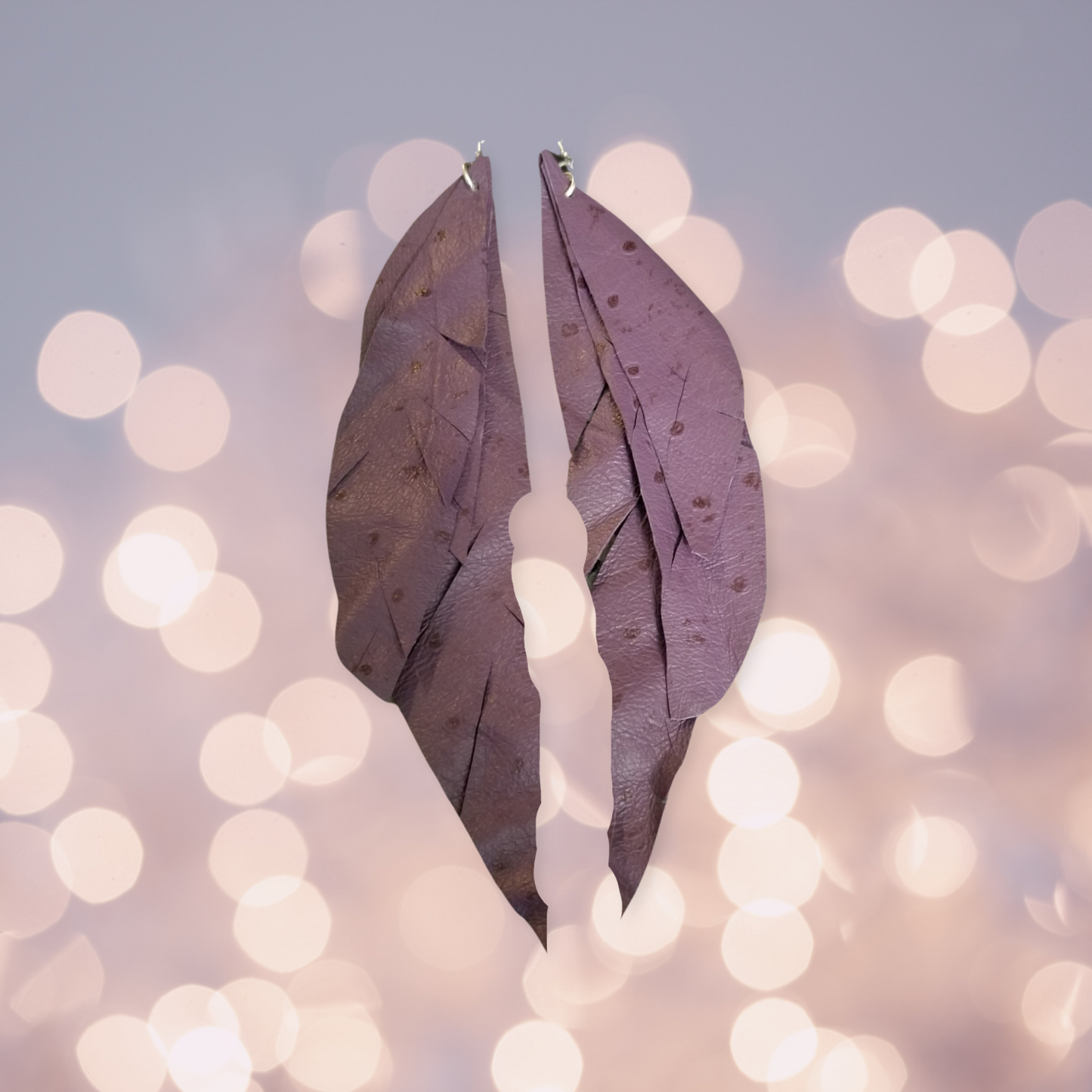 Leather Spike Earrings Purple