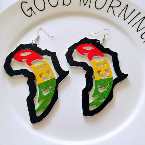 Continent Rasta Queen Wooden Earrings
