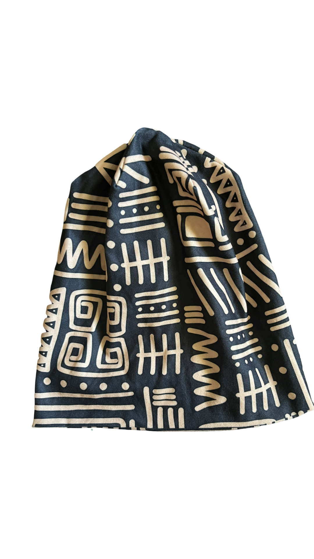 Caramel/Black Kente Beanie Hat