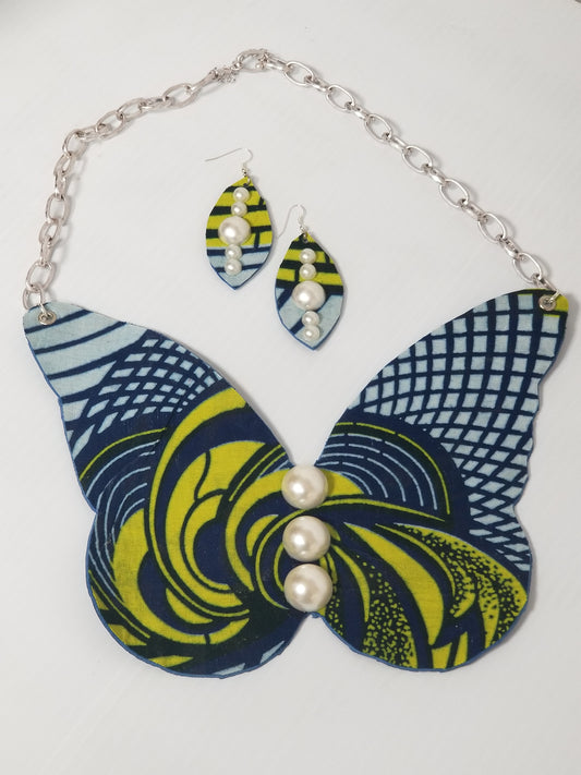 Beautiful Batik Butterfly Necklace Set