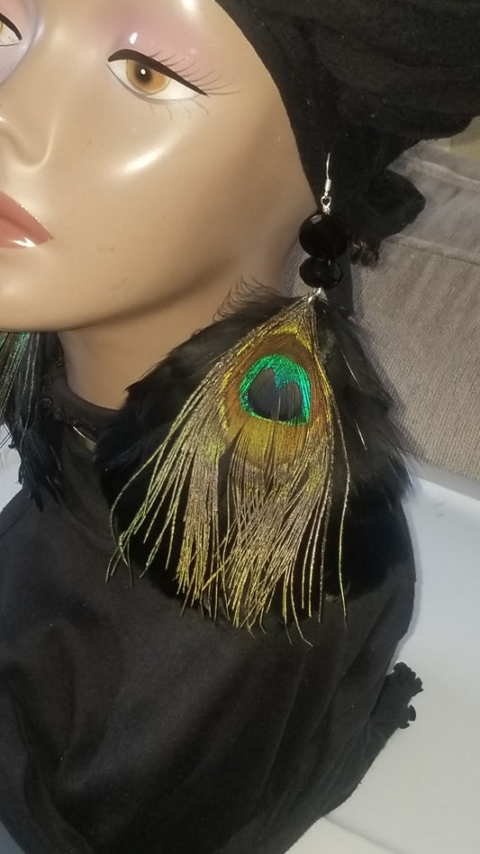 Feather Fan Drop Earrings
