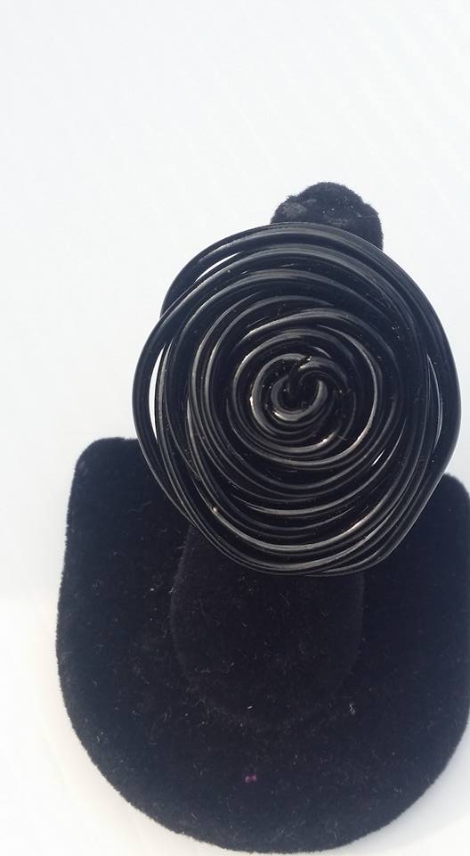 Black Spiral Statement Ring