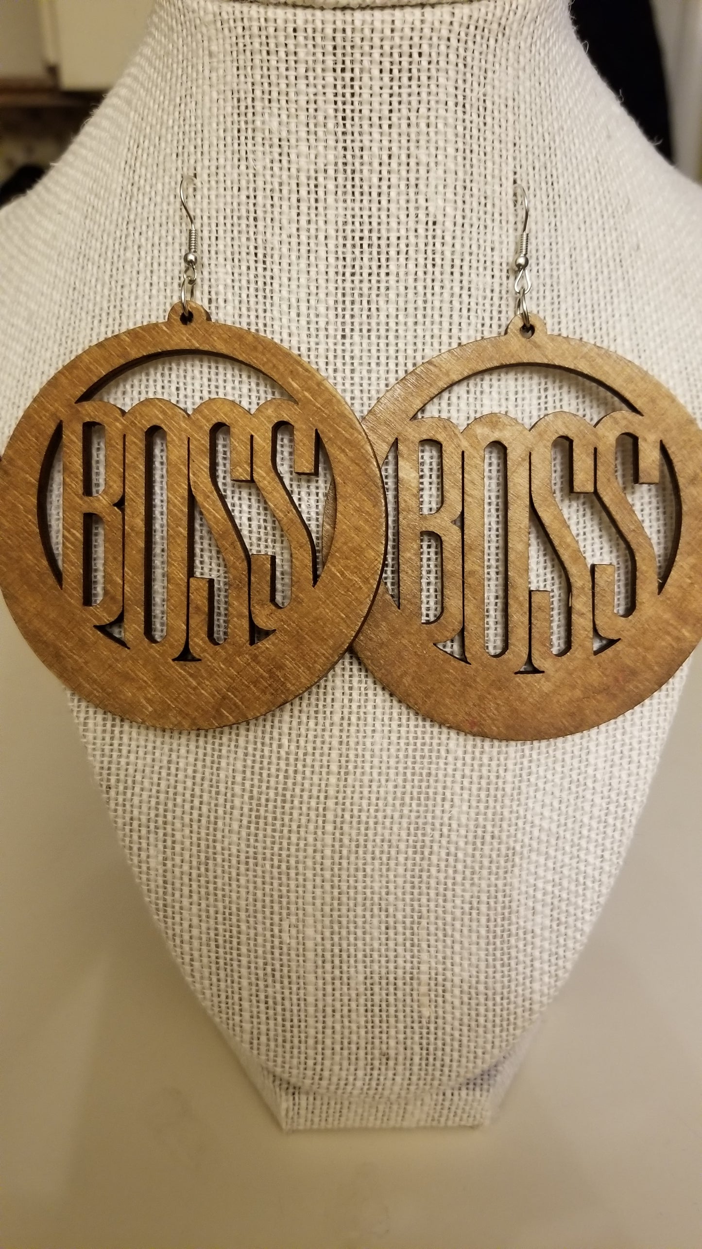 Round Boss Wooden Earrings