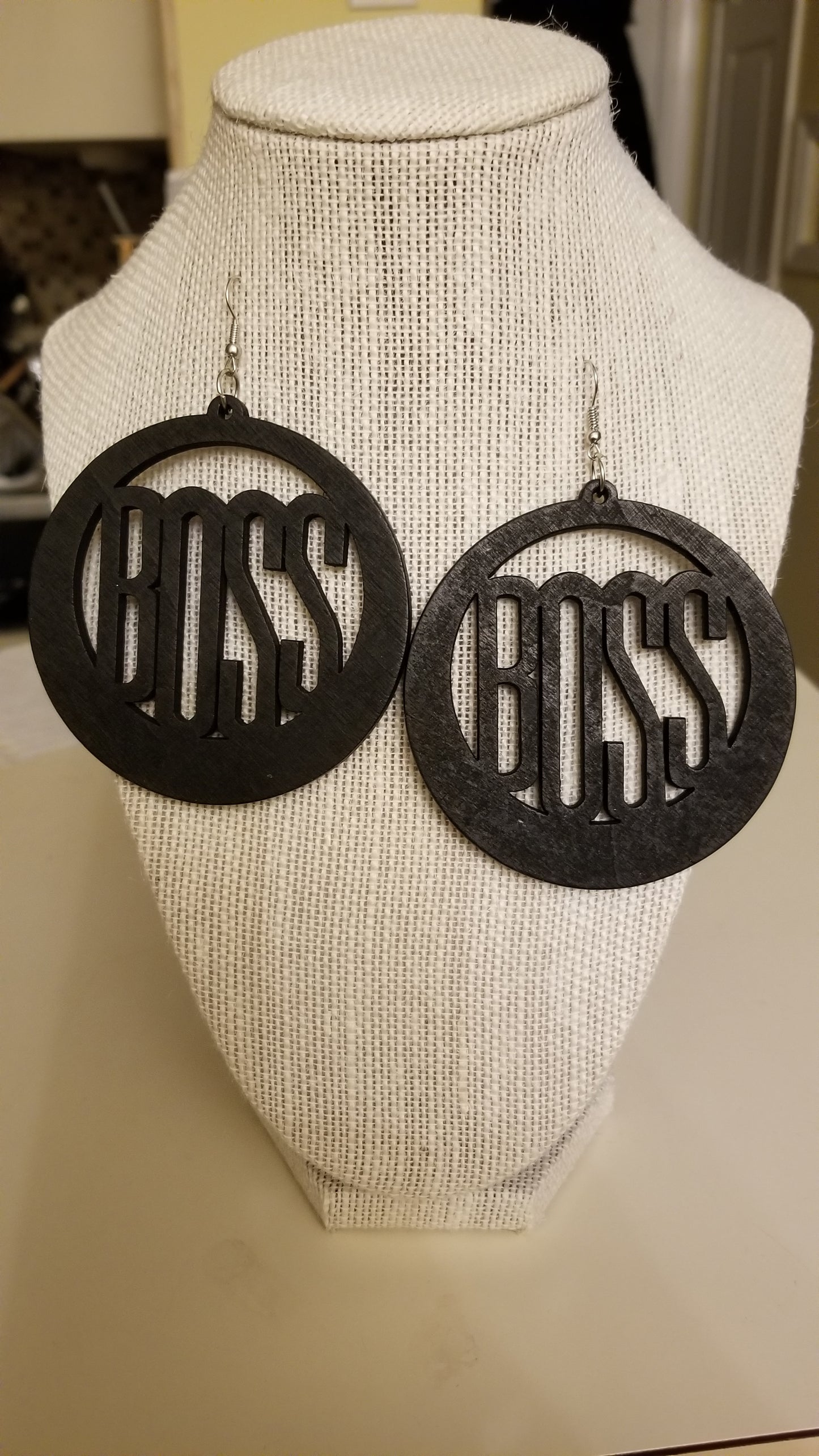 Round Boss Wooden Earrings