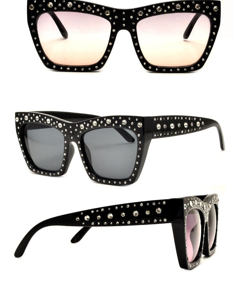 Lara - Rhinestone Studded Tinted Sunglasses