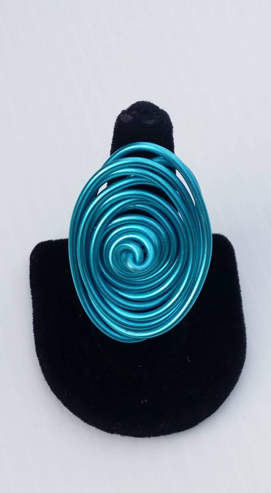 Teal Spiral Ring