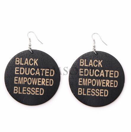 Black, Educated, Empowered, Blessed Wooden Earrings