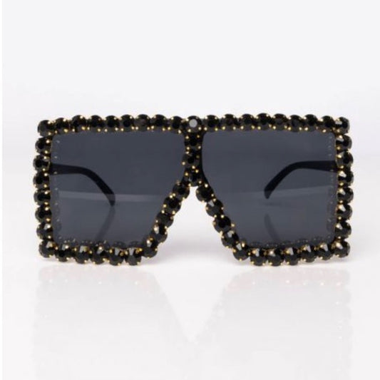 Retha Black Rhinestone Stud Sunglasses